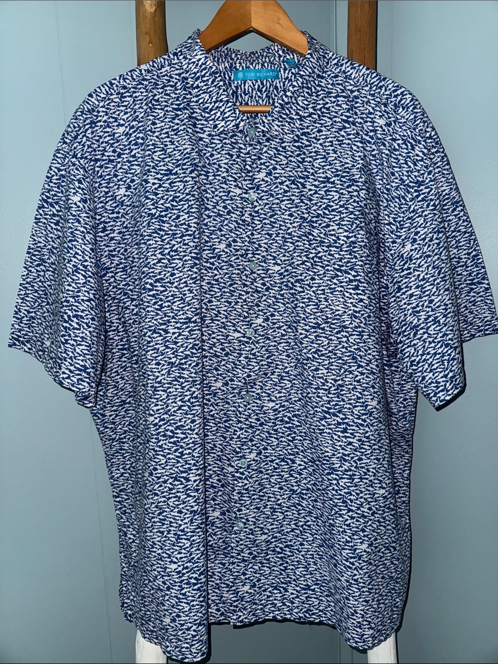 Tori Richard Men's “Shark Tank” 100% Cotton Lawn Button-Down Short Sleeve Shirt